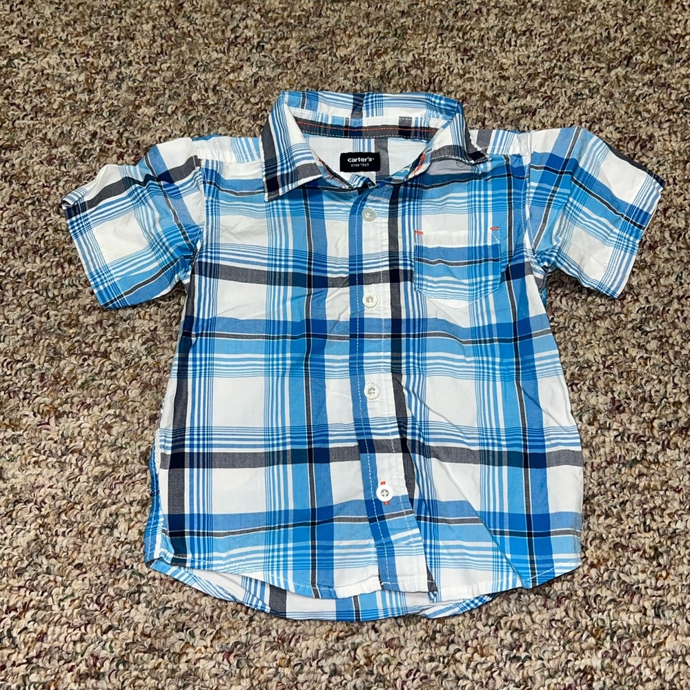Boys‎ 2T shirt, top Carter's Kids Blue and White Plaid Button Down Shirt